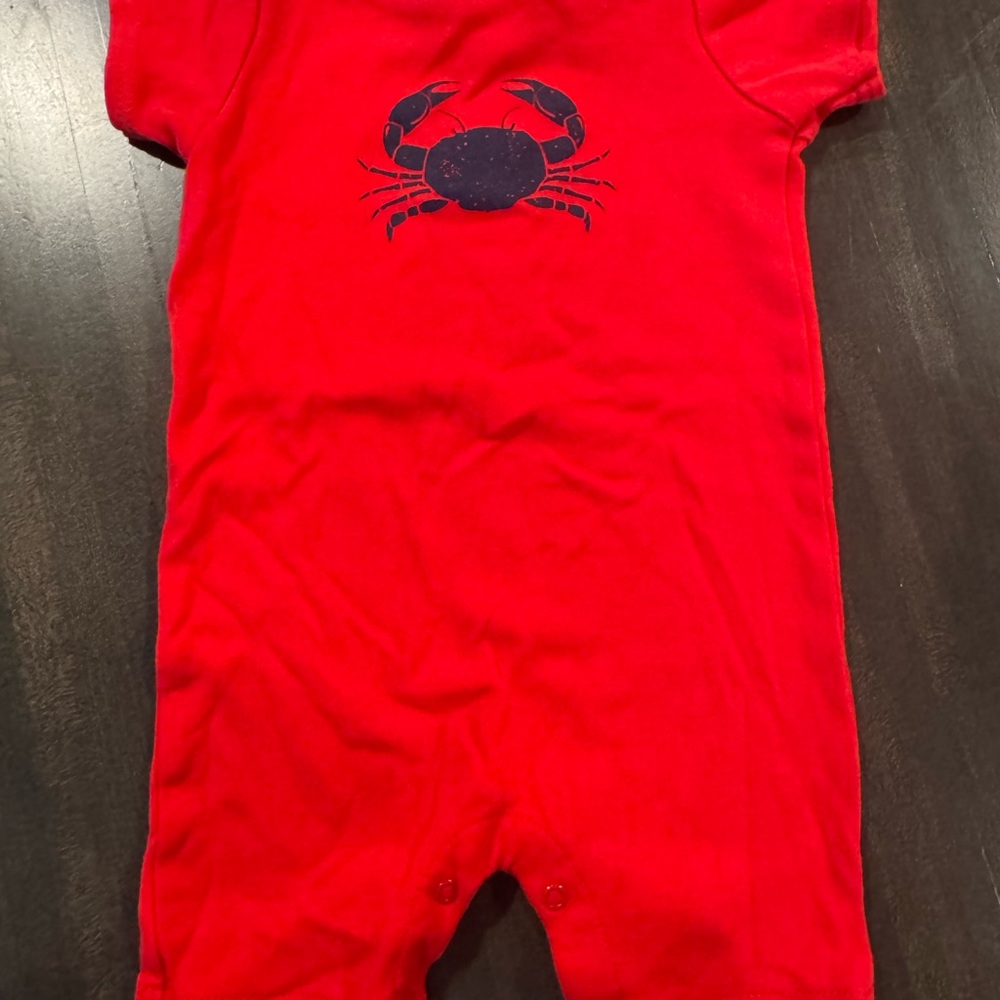 Hudson Baby Red Crab Print Baby Romper